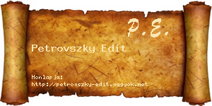 Petrovszky Edit névjegykártya